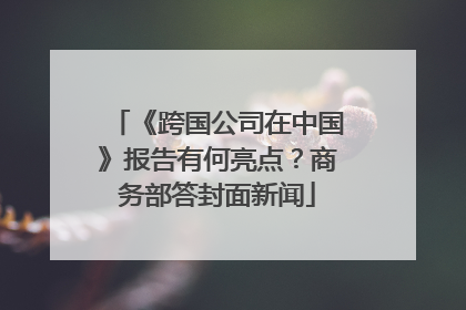 《跨国公司在中国》报告有何亮点？商务部答封面新闻