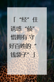 “经”住诱惑“侦”惜拥有 守好百姓的“钱袋子”