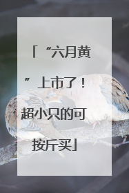 “六月黄”上市了！超小只的可按斤买