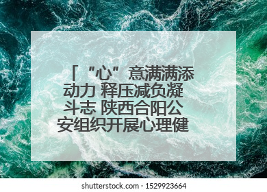 “心”意满满添动力 释压减负凝斗志 陕西合阳公安组织开展心理健康团体辅导活动