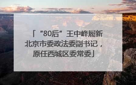 “80后”王中峰履新北京市委政法委副书记，原任西城区委常委