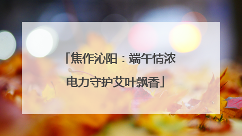 焦作沁阳：端午情浓 电力守护艾叶飘香