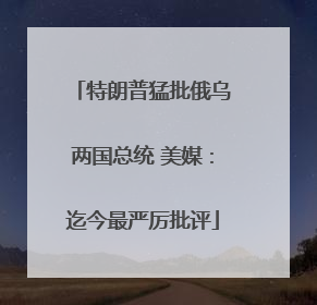 特朗普猛批俄乌两国总统 美媒：迄今最严厉批评