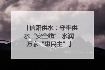 信阳供水：守牢供水“安全线” 水润万家“惠民生”