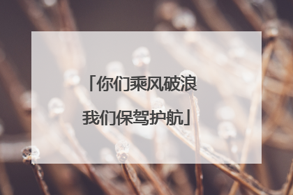 你们乘风破浪 我们保驾护航