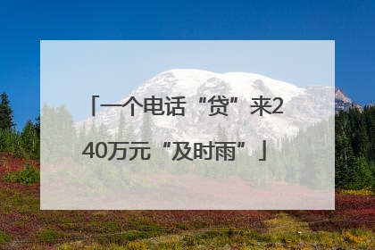 一个电话“贷”来240万元“及时雨”