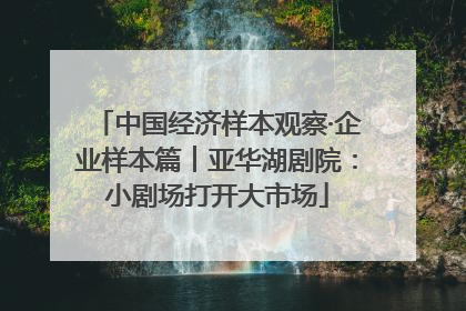 中国经济样本观察·企业样本篇︱亚华湖剧院：小剧场打开大市场