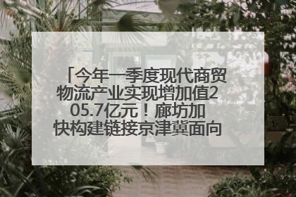 今年一季度现代商贸物流产业实现增加值205.7亿元！廊坊加快构建链接京津冀面向全世界的物流通道