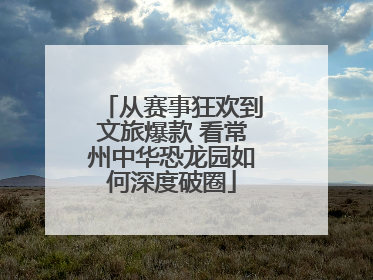 从赛事狂欢到文旅爆款 看常州中华恐龙园如何深度破圈