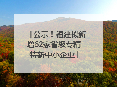 公示！福建拟新增62家省级专精特新中小企业