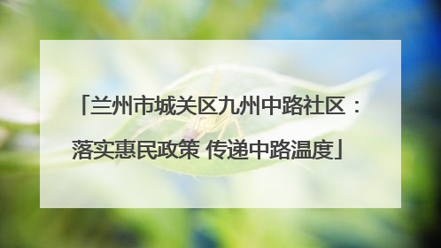 兰州市城关区九州中路社区：落实惠民政策 传递中路温度