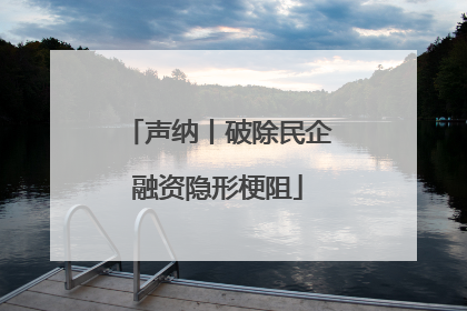 声纳丨破除民企融资隐形梗阻