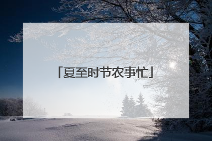 夏至时节农事忙