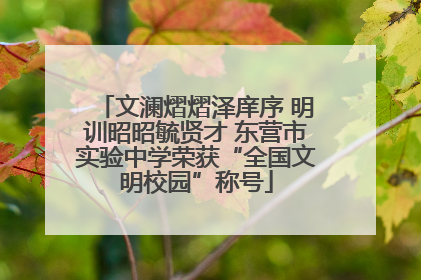 文澜熠熠泽庠序 明训昭昭毓贤才 东营市实验中学荣获“全国文明校园”称号