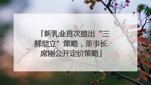 新乳业首次提出“三鲜鼎立”策略，董事长席刚公开定价策略