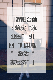 濮阳台前：筑实“就业圈” 引回“归巢雁” 激活“家经济”