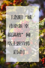 洛阳“城市更新 幸福满格”网络主题宣传启动