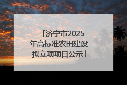 济宁市2025年高标准农田建设拟立项项目公示
