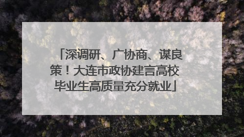 深调研、广协商、谋良策！大连市政协建言高校毕业生高质量充分就业