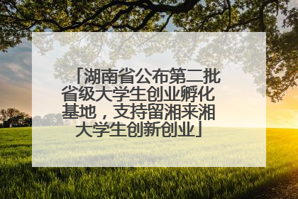 湖南省公布第二批省级大学生创业孵化基地，支持留湘来湘大学生创新创业