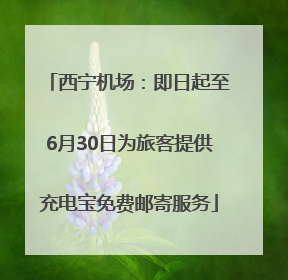 西宁机场：即日起至6月30日为旅客提供充电宝免费邮寄服务