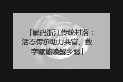 解码浙江传统村落：活态传承助力共富、数字赋能唤醒乡愁