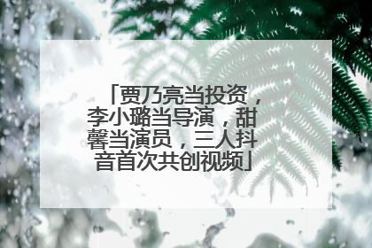 贾乃亮当投资，李小璐当导演，甜馨当演员，三人抖音首次共创视频
