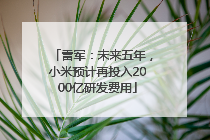 雷军：未来五年，小米预计再投入2000亿研发费用