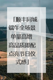 顺丰同城端午全场景单量高增 高品质即配点亮节日仪式感