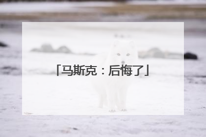 马斯克：后悔了